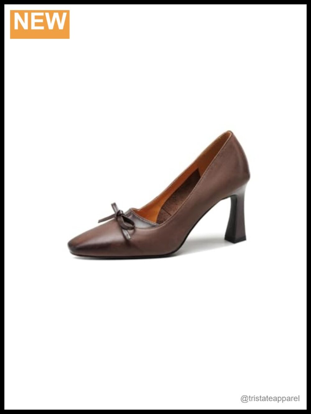 Women's High Heel Pumps Square Toe Leather Slip On Business Casual